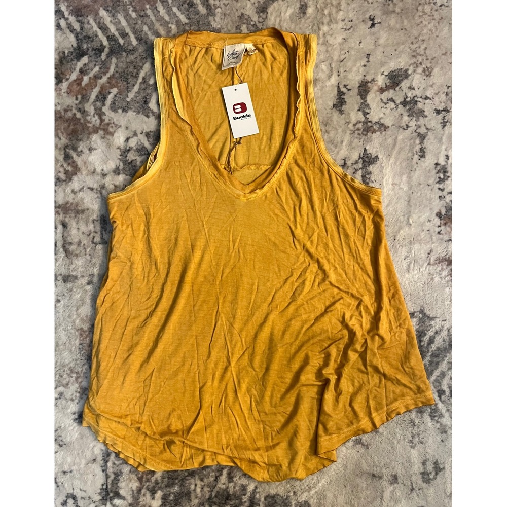 NWT, Buckle,White Crow, Fall, Mustard Yellow V-Neck Raw Edge Tank Top Small